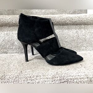 Tahari Black Suede Heeled Booties